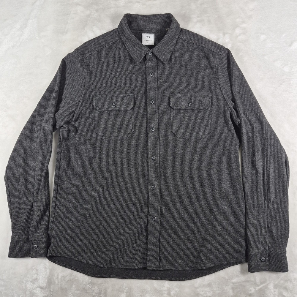 7 Diamonds Generation Soft Flannel Shirt Men's Large Gray Casual Comfort Stretch
